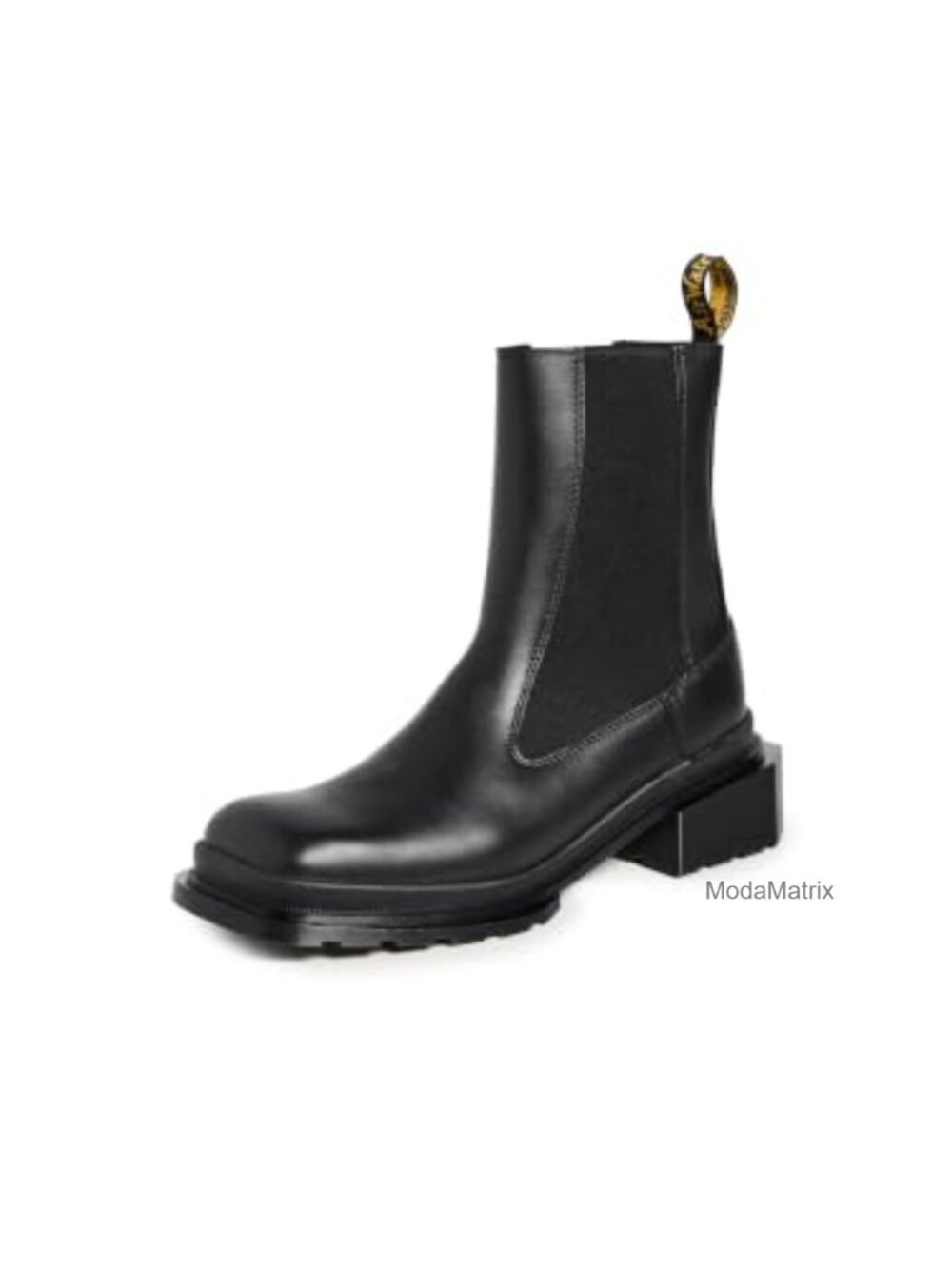Wanama Leather Chelsea Boots Square Toe Block Heel Slip On Ankle Boots